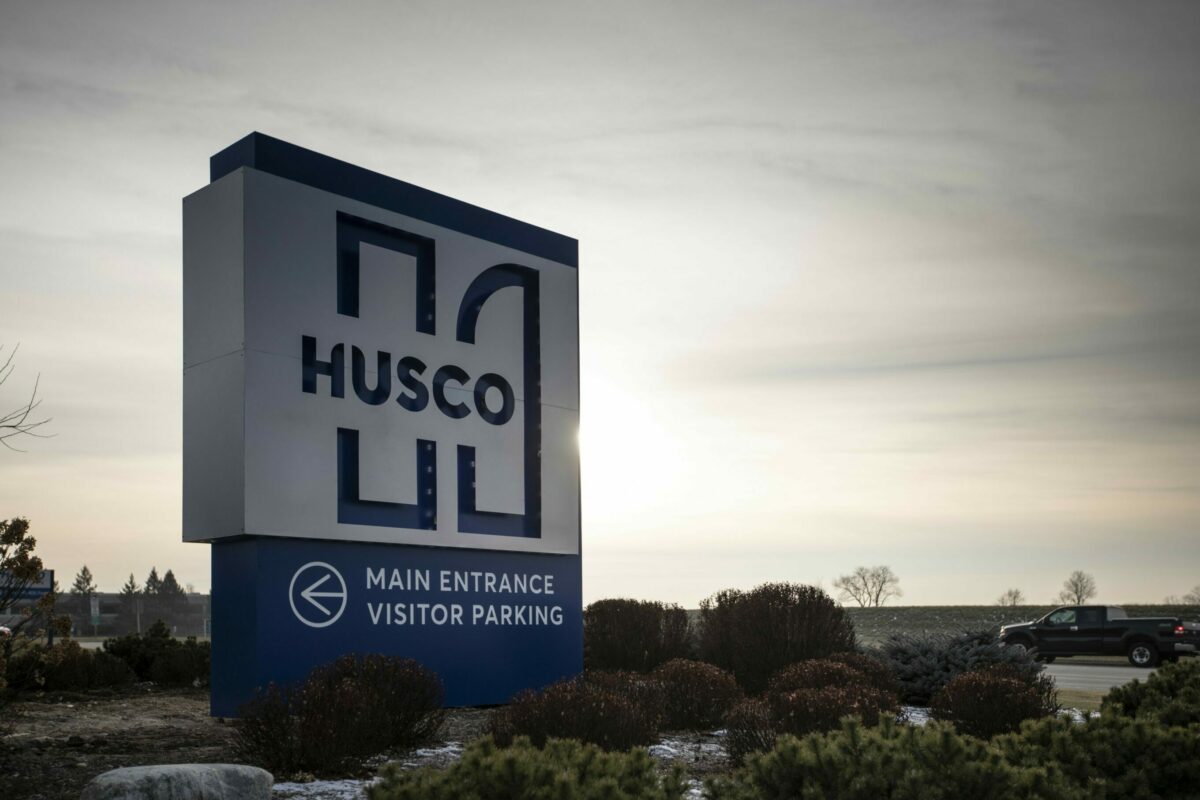 The outside corporate Husco sign.